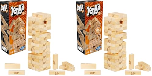 Image of Hasbro Gaming Jenga Game | The Original Wood Block Game with Genuine Hardwood Blocks | Stacking Tower | Ages 6+ | 1 or More Players | Party Games for Kids | Family Games (Pack of 2)
