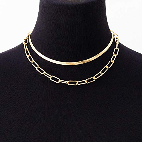 Link Layered Necklace Gold Layering Paperclip Chain Choker for Women2