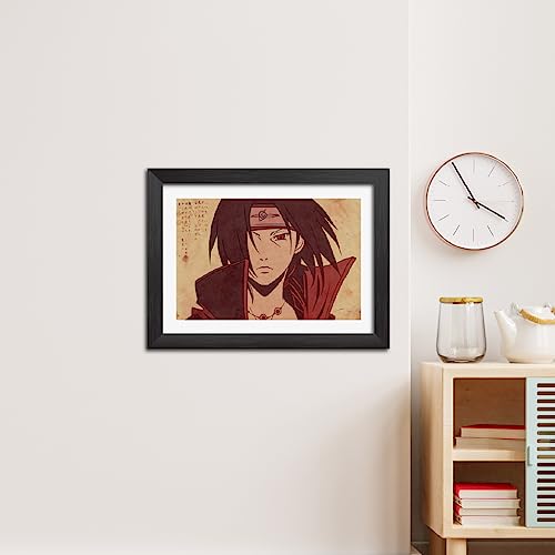 Image of TenorArts Itachi Uchiha Poster Naruto Anime Posters Laminated Photo Frame Painting with Matt Finish Black Textures (12inches x 9inches)