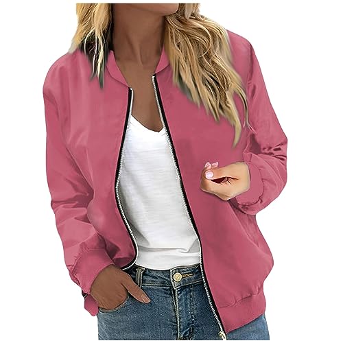 Womens Fashion Fall Bomber Jacket Casual Lightweight Coat Dressy Floral Printed Zip Up Outwear Gifts for Women