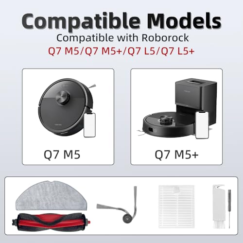 Image of Q7 M5 Accessories Kit Replacement Compatible with Roborock Q7 M5+ /Q7 L5 /Q7 L5+ Robot Vacuum, 2 Main Brush, 4 Mop Clothes, 6 Side Brushes, 4 Filters, 1 Cleaning Tool