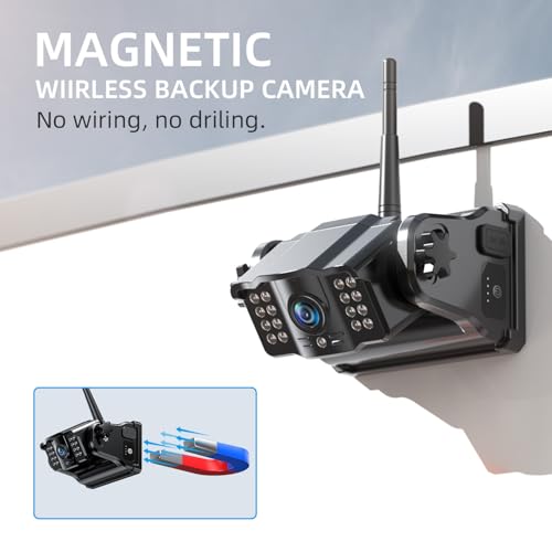 Image of eRapta Wireless Backup Camera Magnetic: 5 inch Portable, 1-Min Install-Free Trailer Backup Camera with FHD1080P, Infrared Night Vision, 150 Wide-Angle View for Trailer /RV /Truck /Car /Tractor ACT501