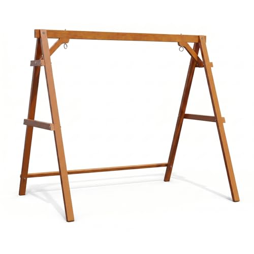 Image of VINGLI 6.2FT Wooden Porch Swing Frame for 4FT Swing, Brown