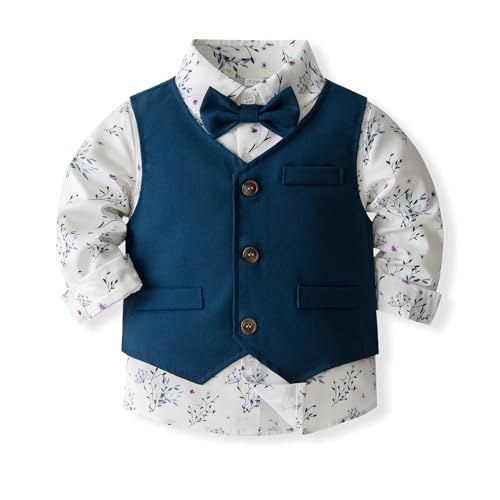 Image of Baby Boys' 4-Piece Tuxedo Set with Dress Shirt, Vest, Pants, and Tie