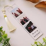 Marcapáginas Personalizado Acrílico con Borla, Marcapáginas con Foto o Texto Personalizado, Regalo Original para Lectores Mujeres Hombres Niños