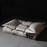 Feng Shui， Weiße Gänsefedern und Daunenkissen mit Jacquard-Stoffbezug, weiches Komfortkissen für Rücken, Bauch, Seitenschläfer, Bettkissen-Set mit 2 Stück, Standardgröße 48 x 74 cm, weiß