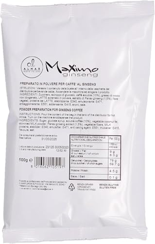 Almar Caffè Ginseng Solubile in Polvere, Gusto INTENSO Senza Glutine,