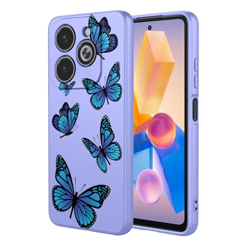 Coque Infinix Hot 40i antichoc en TPU souple violet avec motif papillon élégant