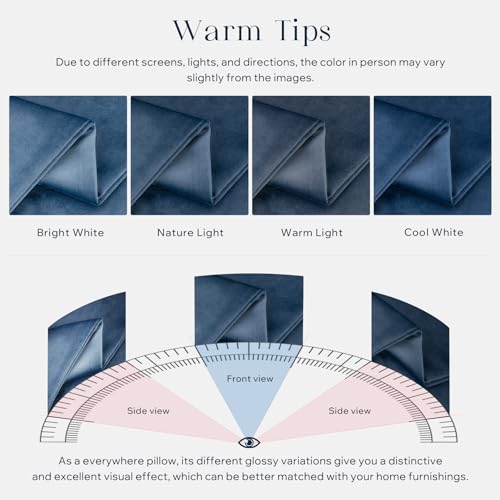 Phantoscope Pack of 2 Velvet Decorative Throw Decorative Pillow Cover Soft Solid Square Cushion Case for Couch Dark Blue 18 x 18 inches 45 x 45 cm