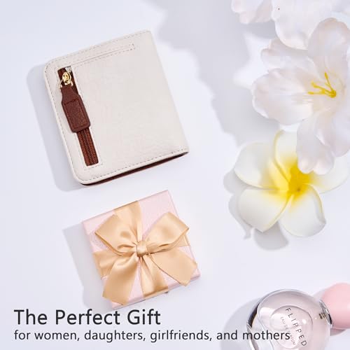 Image of Gostwo Small Wallet for Women, Slim Bifold Credit Card Holder, Compact RFID Blocking Cash Wallet, Billfolds Thin Leather Zipper Pocket, Mini Wallet Gift for Ladies Teen Girls Travel with ID Window
