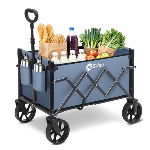 Sekey Carrello pieghevole 60L 80KG Portata Leggero e Compatto per Spesa Campeggi，Manico Regolabile，Campeggio 4029 Mini, Blu