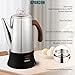 APOXCON Electric Coffee Percolator Stainless Steel Coffee Pot with Two Tough Glass Clear Brew Progress Knob & Treated Solid Wood Handle & On/OFF Switch Auto Keep Warm Cordless Serve (8 Cup)