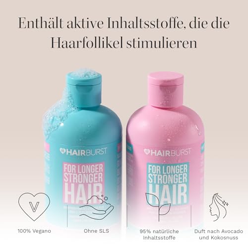 HAIR BURST Shampoo und Conditioner Set für Längeres und Stärkeres Haar mit Natürliche Wirkstoffe – Haarwachstum beschleunigen und Haarausfall vermeiden – Ohne SLS und Parabene (2 x 350ml)