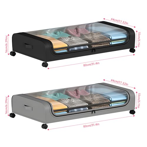 Solution gain de place sous le lit Pilipane anti-poussière à roues - 3