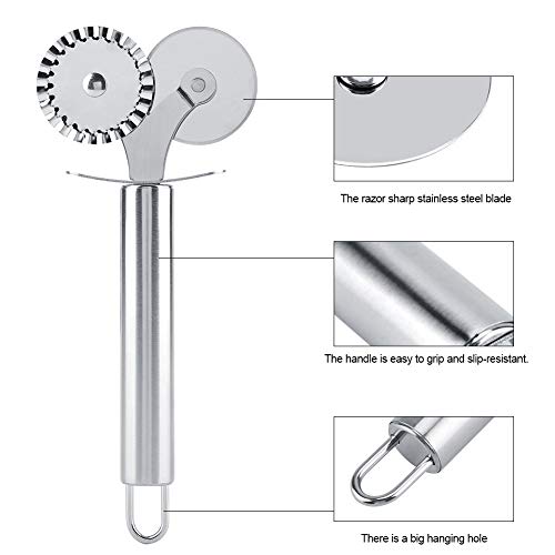 Multi-função de Aço Inoxidável Pizza Duas Rodas Cortador de Segurança Faca de Bolo Cortador de Pizza
