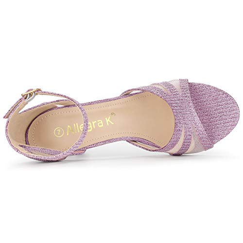 Image of Allegra K Women's Glitter Ankle Strap Stiletto Heels Sandals