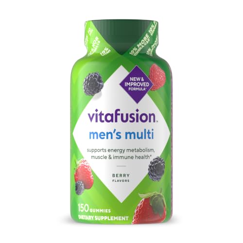 vitafusion Adult Gummy Vitamins for Men, Berry Flavored Men’s Multivitamin Gummy Supplement with Vitamins A, C, D, E, B6, B12, 75 Day Supply, 150 Count
