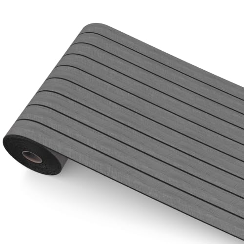 Image of Peel and Stick Wood Slat Wall Panels, Dark Gray, 236 x 15.7 in | 3D Fluted, PVC Paneling for Accent Wall, Ceiling, Living Room, Office, Bedroom
