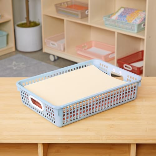 Image of Really Good Stuff Small Desktop Paper Storage Baskets, 14 inch x 10 inch x 3.25 inch | 6-Pack, Boho Group Colors, Mesh Baskets for Classroom or Home, Secure Papers Crease-Free