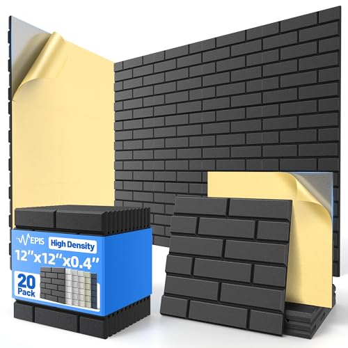 20 Pack Acoustic Panels with Self Adhesive, 12' X 12' X 0.4' High Density Sound Proof Foam Panels...