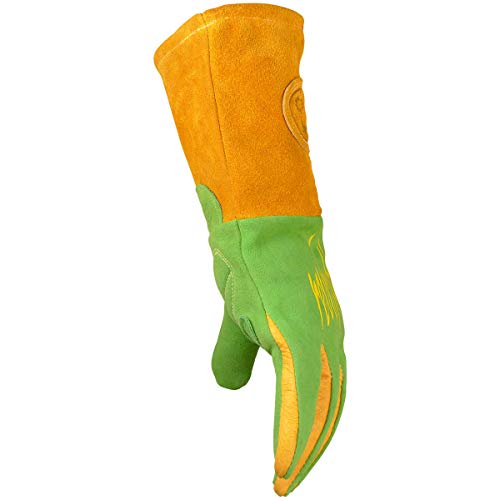 Caiman Premium Wasabi Green Split Deerskin Mig/Stick Welder's Glove With Flame Resistant Foam/Fleece Insulation, Kevlar, Kontour Design, Green, X-Large (1816-6) #TOP4