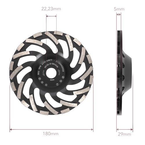 PRODIAMANT Diamant-Schleiftopf 180 mm x 22,2 mm Turbo ST91 Diamantschleifscheibe Asphalt Estrich Profiqualität