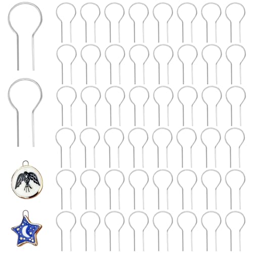 JDCMEI 50 Piezas Agujas Ardientes Colgantes en Forma de R, Ganchos en Forma de R de Alta Temperatura, Ganchos de Aleación de Níquel-Cromo para Colgante, Adornos de Cerámica, Fusión en Vidrio