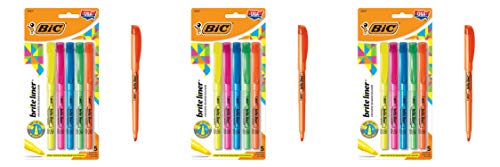 BIC Brite Liner Highlighter, Chisel Tip, Assorted Colors, 5-Count, Pack of 3