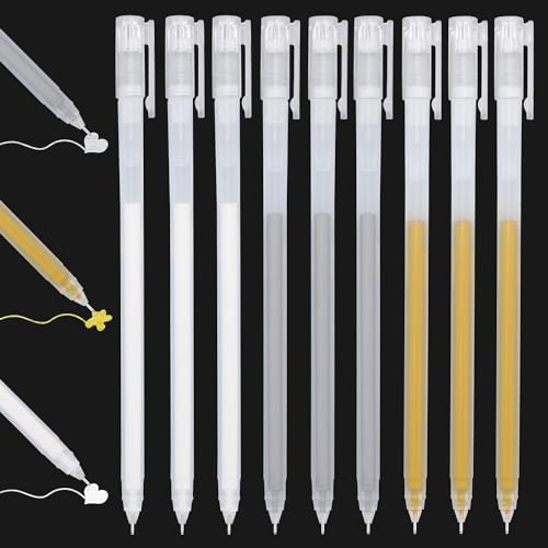 Image of worison 9pc White Gold Silver Fine Point Highlight Gel Pen for Drawing