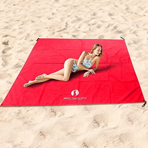 Red Suricata Family Beach Tent & Beach Canopy, Matching Sand Free Beach Mat Blanket & 2 Beverage Holders Bundle - Upf50 Uv Sun Shade Shelter thumb #4