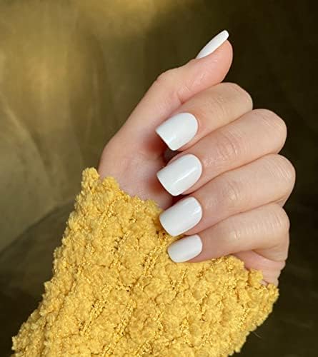 LADYING 24 Pcs Almond False Nails Short, Gradient White French Press on Nails Designs, Natural Nude Fake Nails Short with Nail Glue,Oval Stick on Nails for Women, Nail Fake Nail for Nails Art