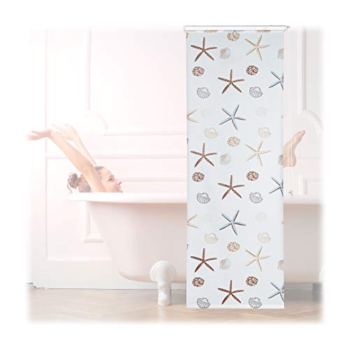 Relaxdays Duschrollo Ocean, wasserabweisend, Muschel Badrollo Wanne u....