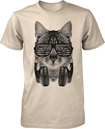 NOFO Clothing Co DJ Cat, Headphones, Shutter Shades Sunglasses Men's T-Shirt, XXXL Putty NOFO Clothing Co DJ Cat, Headphones, Shutter Shades Sunglasses Men's T-Shirt, XXXL Putty