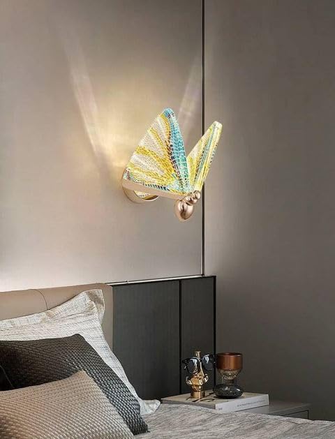Image of Butterfly Acrylic Wall Light Bedroom Bedside Led Wall Lamp Creative Parlor Background Wall Decoration Wall Sconce Lighting.