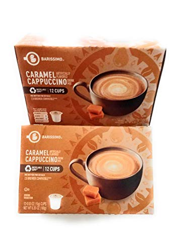 Barissimo Caramel Cappuccino Coffee Drink Mix K-Cup Compatible 2 Boxes 24 Pods