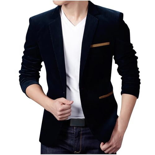 Men's Casual Blazers Lapel One Button Corduroy Suit Coats Large Size Fashionable Solid Color Jackets Working Business