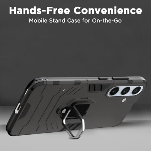 Image of Pikkme D5 Tough Armor Bumper | 360 Protection Case | Ring Holder Stand Case for Samsung Galaxy S24 FE 5G (Black)