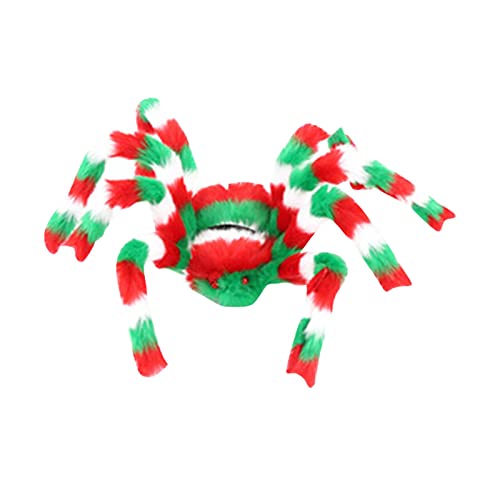 Décorations d'Halloween, Araignée géante de 19,69 pouces / 35,43 pouces, Araignée effrayante d'accessoires de fourrure de simulation de couleur rouge-vert, Grande araignée effrayante pour les accessoi Cover