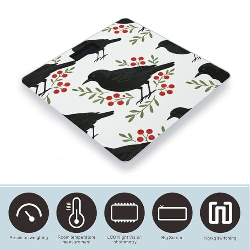 Báscula digital de baño con diseño Black Bird y vidrio templado miniatura 3