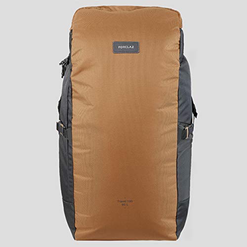 Image of Forclaz 8554567 Trekking Travel Backpack Pipe Travel 100 Camel, 60 litres