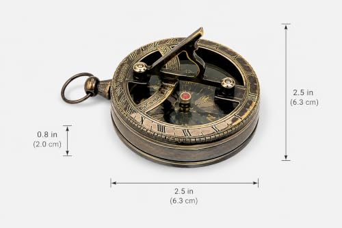 Brújula de bolsillo con reloj de sol náutico en latón antiguo miniatura 3