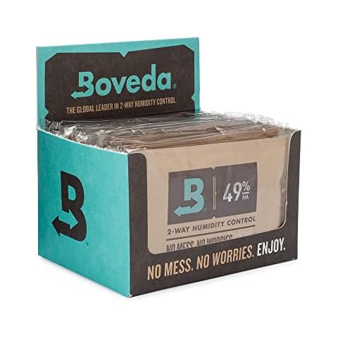 Boveda High-Absorbency 49% Two-Way Humidity Control Packs for Music Instruments in Extreme Humidity – 12 Pack – Size 40 – Moisture Absorbers for Instrument Cases – Prevent Warp – Individually Wrapped Cover