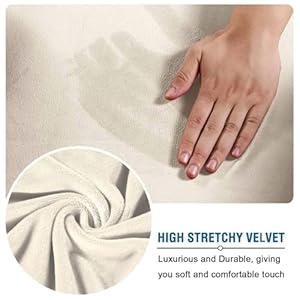 Hversailtex real velvet plush 3 piece stretch sofa covers couch covers for 2 cushion couch loveseat covers width up to 72 inch feature thick soft stay in place medium sofa ivory  urban country home decor