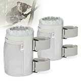 KEMIMOTO Cup Holder, Roll Bar Cup Holder for UTVs Wheelchair Scooter Walker Rollator Bike Golf Cart Boat Cup Drink Holder with Mesh Pockets and Sticky Straps, 2 Pack