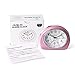 MEKO Alarm Clocks for Bedrooms, Small Battery Powered Travel Alarm Clock with Snooze and Nightlight, Silent No Ticking Bedside Clock(Pink)
