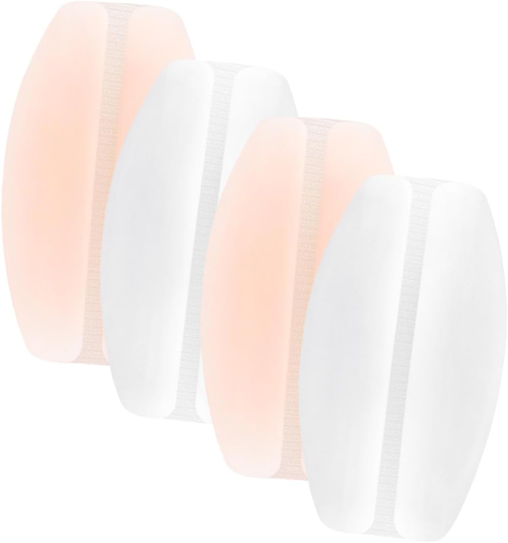SECFOU 4pairs Pads Anti-slip Cushion Holders for Comfort Relief Skin Tone White Ergonomic Design Detachable Reusable for Women Bras