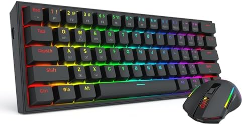Redragon S144 Gaming Keyboard & Mouse Combo, 60% K617 Tri-Mode Wireless RGB Mechanical Keyboard and 7200 DPI Wireless Gaming Mouse Bundle, Convenient Shared Dongle - 2
