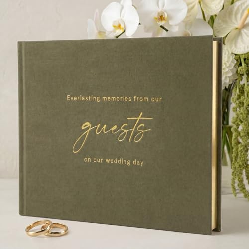 ZICOTO Beautiful Wedding Guest Book for Your Wedding Reception - Simply Elegant Velvet Guestbook to Sign in and Add Polaroid Photos - The Perfect Bridal Shower Guest Book for The Special Day