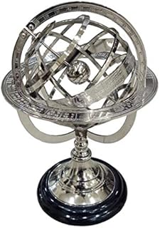 THOR INSTRUMENTS Nautical Collectible Brass Armillary Sphere Astrolabe On Wooden Base Rustic Vintage Home Decor Gifts