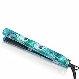 Brilliance New York - 1.25' Smooth Pro Ceramic Iron, Straightens & Curls w/Adjust. Temp, Features Negative Ions & FIR Technology, Dual Voltage, Peacock